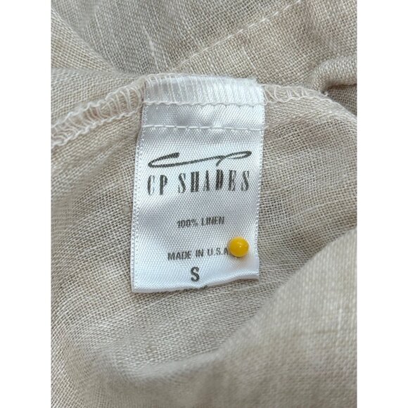 CP Shades Womens Linen V-Neck Pintuck Tunic Dress Cap-Sleeve Peach Beige Size S - Picture 5 of 8